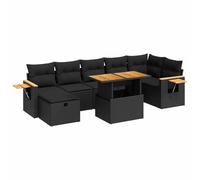 Owoxanthellate Set di mobili da giardino in rattan sintetico, nero, 100 x 55 cm, portata 110 kg, robusto e facile da pulire, per giardino, terrazza, balcone