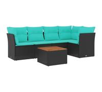 Owoxanthellate Set di mobili da giardino in rattan sintetico, nero, 110 kg, divano angolare 62 × 62 cm, tavolino da caffè in legno di acacia, resistente ai raggi UV, per giardino/terrazze/balcone