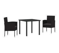 Owoxanthellate Set di mobili da giardino in rattan sintetico, nero, 3 pezzi, 80 x 80 x 73 cm, con 4 sedie, 47 x 46 cm, per balcone, giardino e lounge