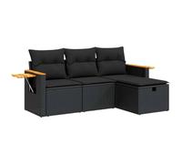 Owoxanthellate Set di mobili da giardino in rattan sintetico, nero, 62 x 62 cm, con comodo cuscino e spazio nascosto, robusto e resistente alle intemperie, per terrazze, balconi e piccoli spazi