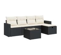 Owoxanthellate Set di mobili da giardino in rattan sintetico, nero, 65,5 x 62 x 69 cm, con spazio di archiviazione, cuscino bianco crema per giardino, terrazza, balcone
