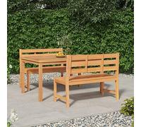 Owoxanthellate Set di mobili da giardino in teak massiccio, 150 x 90 cm, tavolo e 2 panche dal design moderno, resistente alle intemperie, per balconi e giardini d'inverno