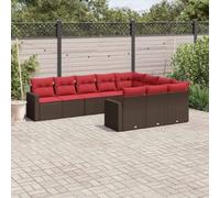 Owoxanthellate Set di mobili da giardino lounge da 10 pezzi, 62 x 62 x 69 cm, marrone, in polyrattan, resistente alle intemperie, con cuscino, robusto, per esterni, terrazza, giardino, balcone