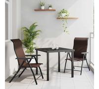 Owoxanthellate Set di mobili da giardino marrone, 3 pezzi, 160 x 80 cm, in rattan sintetico resistente alle intemperie e acciaio verniciato a polvere, pieghevole, regolabile in altezza, per terrazze