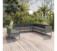 Owoxanthellate Set di mobili da giardino modulari da 9 pezzi in rattan sintetico, grigio antracite, resistente alle intemperie, 57 x 69 x 69 cm, sezioni angolari e medie con cuscini, design moderno