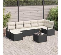 Owoxanthellate Set di mobili da giardino modulari in polyrattan nero, 8 cucchiai, 62 x 62 x 85 cm, resistente alle intemperie, con tavolo, per terrazza, balcone, mobili da giardino