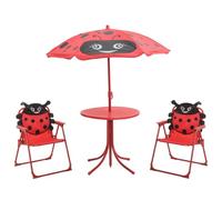 Owoxanthellate Set di mobili da giardino per bambini, 3 pezzi, rosso, ombrellone da 105 cm, resistente alle intemperie, pieghevole, balcone, terrazza
