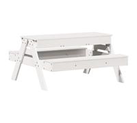 Owoxanthellate Set di mobili per bambini con sabbiera, tavolo da picnic per bambini, in legno di pino massiccio, bianco, tavolo con panca, per giardino, scuola, parco, 99,5 x 105 x 52 cm