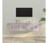 Owoxanthellate Set di mobili per TV Sonoma grigio in legno 100 x 34,5 x 40 cm, design robusto con moderno pannello basso e credenze sospese per soggiorno, camera da letto, corridoio