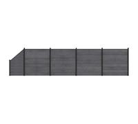 Owoxanthellate Set di recinzione da giardino in WPC grigio, 792 x 186 cm, protezione dagli sguardi indiscreti, in WPC e alluminio, moderna recinzione a lamelle per giardino, terrazza e esterni