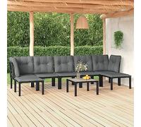 Owoxanthellate Set di sale da giardino in polyrattan nero, 55 x 55 x 31 cm, resistente alle intemperie, design modulare, robusto e confortevole, adatto per balconi, terrazze e giardini d'inverno