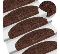 Owoxanthellate Set di tappetini per gradini, moderni, colore marrone, 15 pezzi, semicircolari, 65 x 21 x 4 cm, in 100% polipropilene, con rivestimento antiscivolo e autoadesivo, per salire le scale in