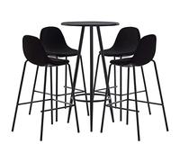 Owoxanthellate Set di tavolo da bar nero, 5 pezzi, 60 cm, con 4 sgabelli da bar, design moderno, robusto e salvaspazio, per cucina, sala da pranzo, balcone, giardino