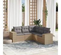Owoxanthellate Set divano da giardino, 5 pezzi, beige, 62 x 62 x 69 cm, in rattan sintetico, resistente alle intemperie, con spazio e rivestimenti rimovibili, design moderno per balcone, terrazza