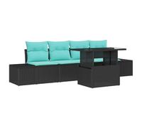 Owoxanthellate Set divano da giardino 5 pezzi mobili lounge con tavolo nero | Design modulare per giardino e terrazzo: il tavolo regolabile in altezza trasforma la zona caffè in modo flessibile in una