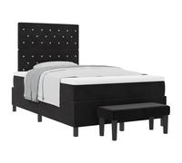 Owoxanthellate Set letto a molle, 120 x 190 cm, in velluto, nero, 5 pezzi | Set completo per camera da letto con testiera morbida, panca e paracolpi per un riposo tranquillo in stile moderno.