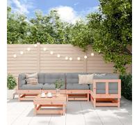 Owoxanthellate Set lounge da giardino Douglasie, 6 pezzi, 61 x 61 cm, resistente alle intemperie, con cuscino grigio, design modulare, robusto legno per terrazza, balcone e giardino d'inverno