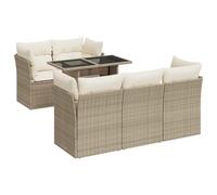 Owoxanthellate Set lounge in rattan sintetico, 6 pezzi, beige, 100 x 55 cm, regolabile in altezza, con cuscino, lavabile, design moderno, per terrazza, balcone e giardino d'inverno
