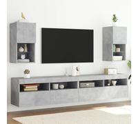 Owoxanthellate Set mobile TV grigio cemento, 30,5 x 30 x 60 cm, in legno con illuminazione LED RGB, montaggio a parete, design moderno, per soggiorno, camera da letto, corridoio