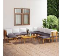 Owoxanthellate Set sala da giardino in acacacia, 60 x 60 x 65 cm, design moderno, resistente alle intemperie, set da giardino modulare per esterni, con imbottitura spessa, per terrazza, balcone e
