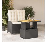 Owoxanthellate Set sala da pranzo da giardino in polyrattan nero con altezza regolabile tavolo 90 x 55 x 40/71 cm e portata 110 kg