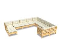 Owoxanthellate Set salone da giardino in legno di pino, 63,5 cm, modulare, per terrazze, balconi, esterni, 10 pezzi