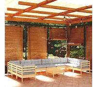 Owoxanthellate Set salotto da giardino in legno di pino, 63,5 cm, grigio, resistente alle intemperie, modulare, per balconi, terrazze e piccoli spazi esterni