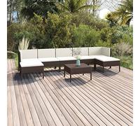 Owoxanthellate Set salotto da giardino in rattan PE resistente alle intemperie, colore marrone, con cuscini bianchi panna, design moderno, robusto e comodo per balcone, terrazza e giardino