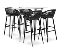 Owoxanthellate Set tavolo da bar bianco nero 120 x 60 x 105 cm in metallo MDF design moderno e robustezza, tavolo da pranzo con sedie per cucina, sala da pranzo, balcone ristorante