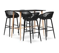 Owoxanthellate Set tavolo da bar nero 120 x 60 x 105 cm con 4 sgabelli da bar, MDF + metallo, design moderno, robusto e durevole, per cucina, sala da pranzo, balcone Gastro