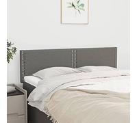 Owoxanthellate Set testiera letto grigio scuro 144 x 5 x 78/88 cm altezza regolabile cuscino da parete imbottito in tessuto durevole con borchie Design moderno per camera da letto