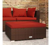 Owoxanthellate Sgabello da giardino 70 × 70 × 30 cm in rattan PE marrone con cuscino rosso cannella, elemento di seduta modulare per esterni, per balcone, giardino e lounge, facile da pulire e