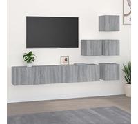 Owoxanthellate Sonoma - Mobile da parete per TV, colore: grigio, 4 x 30,5 cm e 2 x 80 cm di larghezza, in legno, design moderno, per soggiorno e camera da letto