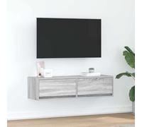 Owoxanthellate Sonoma - Mobile da parete per TV, grigio, 100 x 31 x 25,5 cm, in legno, moderno, con 2 cassetti, salvaspazio, per soggiorno, camera da letto, corridoio