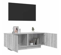 Owoxanthellate Sonoma - Mobile TV grigio 100 x 35 x 40 cm, in legno con scomparti dietro le porte, moderno mobile per TV e credenza per soggiorno o camera da letto