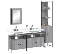Owoxanthellate Sonoma - Set di 4 mobili da bagno, 42 x 12 x 60 cm, con specchio, in legno robusto e salvaspazio, per piccoli bagni