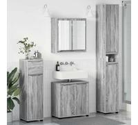 Owoxanthellate Sonoma - Set di 4 mobili da bagno, 60 x 20 x 60 cm, con mobiletto a specchio e scaffale, moderno e salvaspazio, per piccoli bagni