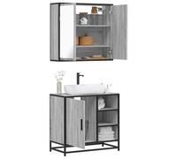 Owoxanthellate Sonoma - Set di mobili da bagno, 2 pezzi, 65 x 60 cm, con armadietto a specchio, salvaspazio, per piccoli bagni, robusto telaio in metallo, facile da montare