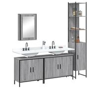 Owoxanthellate Sonoma - Set di mobili da bagno da 4 pezzi, in legno grigio, 42 x 12 x 60 cm