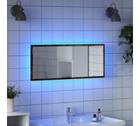 Owoxanthellate Specchio da bagno a LED, 100 x 8,5 x 37 cm, in legno con design moderno e funzione armadietto a specchio, per bagno e WC degli ospiti
