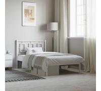 Owoxanthellate Struttura in metallo bianco 100 x 190 cm con testiera, rete a doghe e spazio sotto il letto, telaio in acciaio moderno e robusto, per camera da letto, camera degli ospiti, camera dei