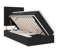 Owoxanthellate Struttura in velluto 100 x 200 cm con LED e materasso, colore nero, spazio idraulico, design moderno per camera da letto e camera degli ospiti