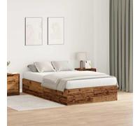 Owoxanthellate Struttura letto 120 x 190 cm, in legno anticato con spazio di archiviazione, design moderno, robusto in legno, per appartamenti in città e camera da letto