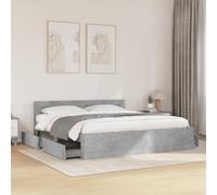 Owoxanthellate Struttura letto 180 x 200 cm, grigio cemento con testiera, in legno a doghe, design moderno, robusta e durevole, per camera da letto, camera dei ragazzi, camera degli ospiti