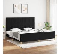 Owoxanthellate Struttura letto 200 x 200 cm, colore nero, con testiera regolabile in altezza, in robusto legno di larice e tessuto traspirante, design moderno per camera da letto e camera degli ospiti