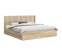 Owoxanthellate Struttura letto 200 x 200 cm con vano portaoggetti, testiera | Robusto letto matrimoniale in legno per camera da letto con 6 cassetti integrati e robusto supporto per rete a doghe.