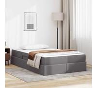 Owoxanthellate Struttura letto con vano portaoggetti e materasso 120 x 200 cm Piccolo letto matrimoniale in pelle grigia e struttura in metallo laterale idraulico per camera da letto e camera degli