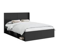 Owoxanthellate Struttura letto con vano portaoggetti e testiera, nero, 120 x 200 cm, moderna struttura in legno, letto singolo per camera dei ragazzi, camera degli ospiti, appartamento in città