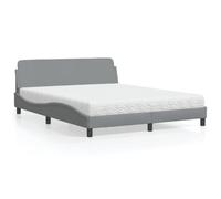 Owoxanthellate Struttura letto Dover con materasso 160 x 200 cm, grigio chiaro, letto imbottito con testiera, 3 strati di schiuma H2/H3, doghe in compensato, design moderno a onde per camera da letto