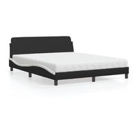 Owoxanthellate Struttura letto Dover nero e bianco 160 x 200 cm con materasso in schiuma H2/H3 in ecopelle design ondulato moderno letto imbottito per camera da letto e camera degli ospiti